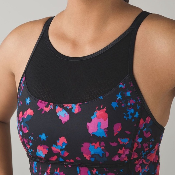 Lululemon Clip-In Long Line Bra Dandy Digie Multi Black Rare - Picture 4 of 16